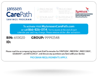 Janssen CarePath Savings Program card for SYMTUZA®