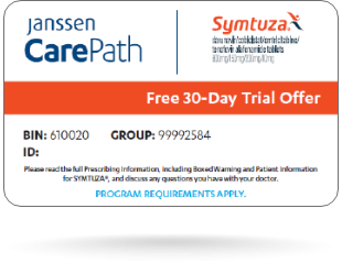 Janssen CarePath card for free 30-day trial supply of SYMTUZA®